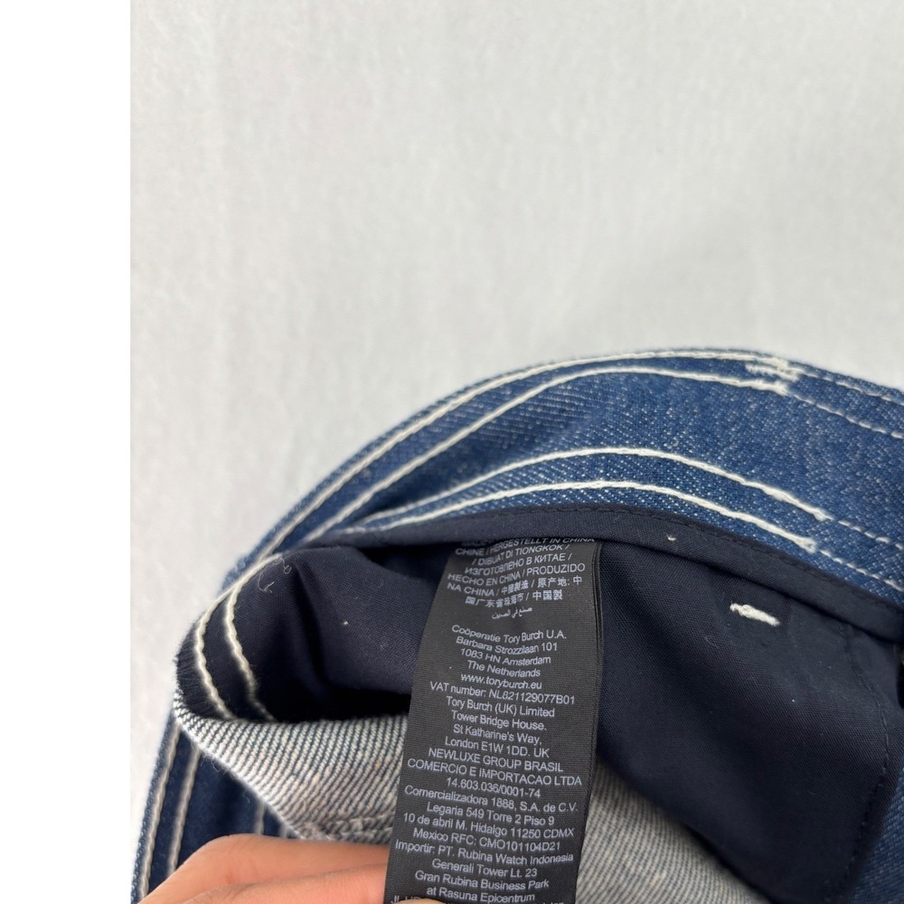 Tory Burch Cropped Denim Jeans Womens 25 Blue Contrast Stitch High Rise 88869 - Picture 11 of 14